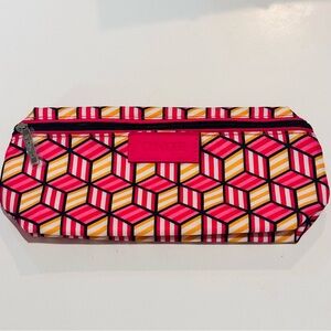 🌴 Clinique Pink and Yellow Geometric Cosmetic Bag